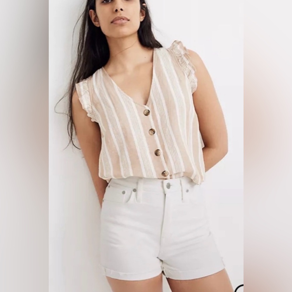 Madewell High Rise White Denim Women Shorts 23